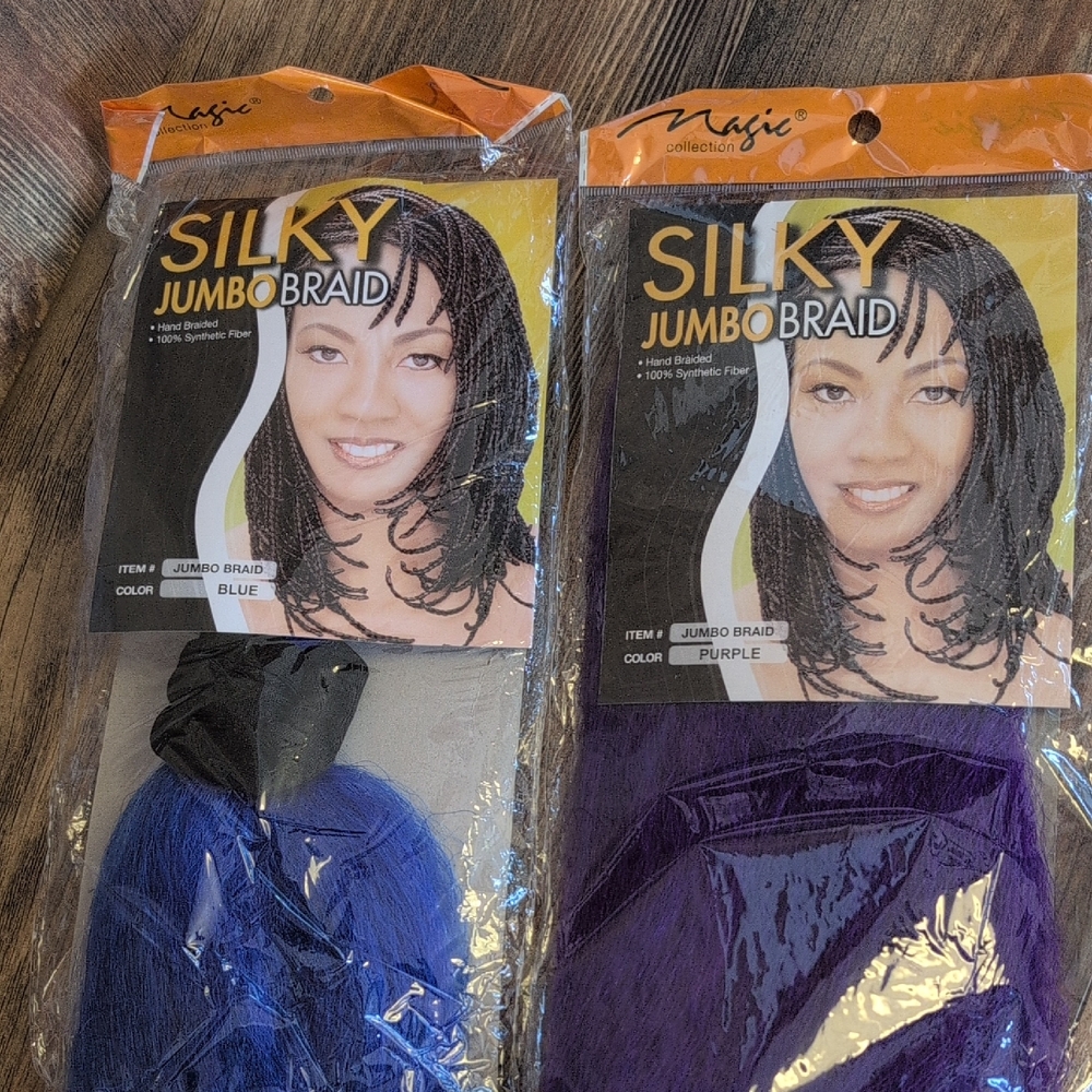 2x Silky Jumbo Braid Hair Extensions -Vibrant Blue and Purple               C288